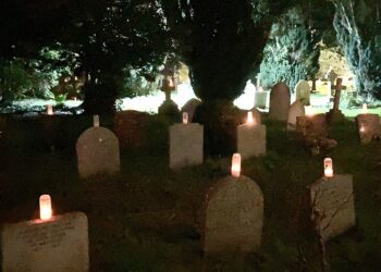 People walking through St Paul's churchyard will have noticed lights on all the gravestones.