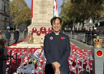 Rev. Mark Nam, vicar of St. John?s Parish Church in Woodley, laid a wreath at the Cenotaph in London this week. Picture: Mark Nam