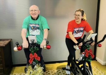 Residents and staff at Shinfield View were joined by local supporters in cycling a collective four-and-a-half thousand miles as part of a challenge to raise money for charity. Picture: Shinfield View