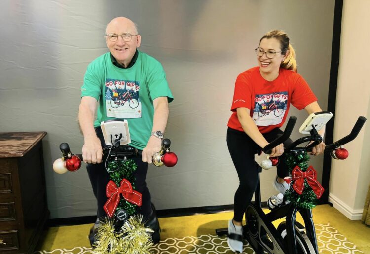 Residents and staff at Shinfield View were joined by local supporters in cycling a collective four-and-a-half thousand miles as part of a challenge to raise money for charity. Picture: Shinfield View