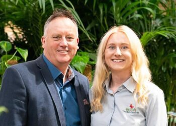 Charles and daughter Amy Stubbs, of British Garden Centres. Picture: BGC