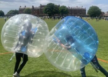 Bubble football is one of the birthday party activites available to book at Dinton Pastures. Picture: Wokingham Borough Council