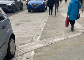 The 'temporary' repairs in Market Place. Pic: Andrew Batt.