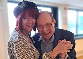 With support from Sharon, one of Prince Philip Duke of Edinburgh Court's activities coordinators, visually impaired resident Michael has been enjoying ballroom dance lessons once a month. Picture: Prince Philip Duke of Edinburgh Court