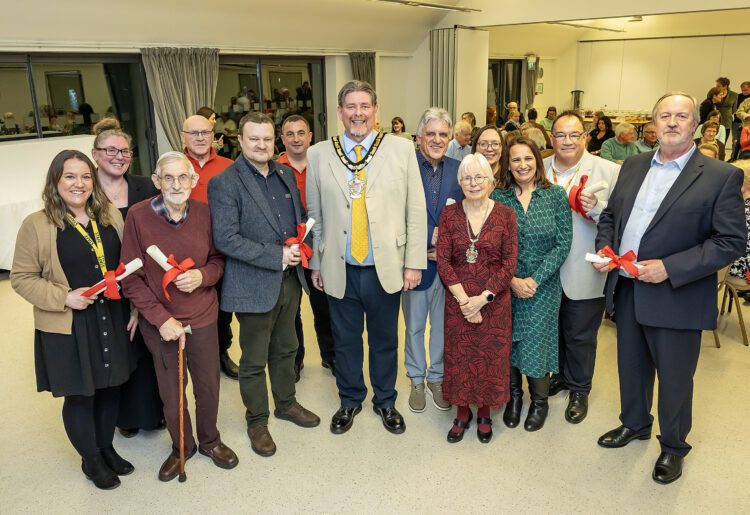 Borough mayor, Cllr Adrian Mather, presented certificates to winners of the Mayor?s Honour awards. Pic: Stewart Turkington.