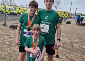 Isabella, her teacher and her classmates ran to support children in hospital at the weekend. Pictures courtesy of Isabella's family