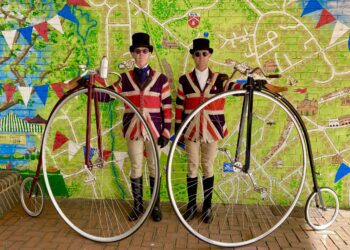 Bill Pollard and Matt Richardson from Henley visited Wokingham on their penny farthings. Picture: Emma Merchant