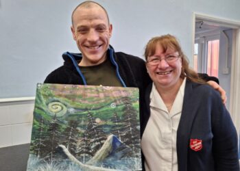 Aaron has been able to pursue his love of painting thanks to Jan Howling and her team at Salvation Army, Wokingham. Picture: Salvation Army Wokingham.