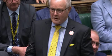 Wokingham MP Clive Jones at last Wednesday's PMQs. Pic: BBC Parliament.