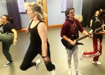 Rock of Ages promises fans of the 80s an electric night of musical fun. Rehearsal picture. Picture: EBOS