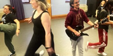 Rock of Ages promises fans of the 80s an electric night of musical fun. Rehearsal picture. Picture: EBOS