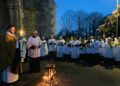 St Paul's Church's pre-dawn service gathered worshippers in darkness to celebrate the resurrection of Jesus. Picture: Emma Merchant