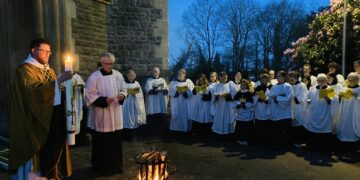 St Paul's Church's pre-dawn service gathered worshippers in darkness to celebrate the resurrection of Jesus. Picture: Emma Merchant