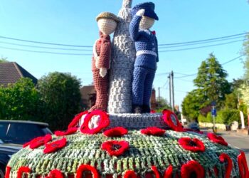 Post box toppers and war memorial garlands made by the Barkham Hookers are in celebration and in memory of VE Day joy and sacrifice. Pictures: Barkham Hookers
