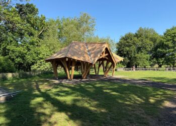The Forest Shelter construction at Dinton Pastures.