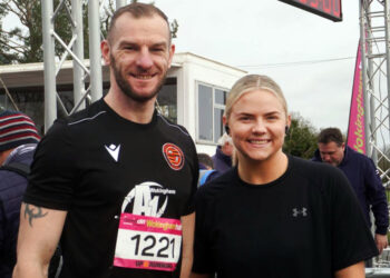 Sam Green and Megan Bartlett, who both took part in the Wokingham half marathon earlier this year. Pic: Harry McBain.