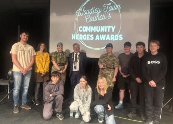 Woodley Town Mayor  Cllr David Bragg with Woodley Detachment Army Cadets at Woodley Town Council's Annual Town Meeting. Picture: Woodley Town Council