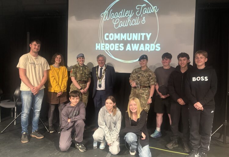 Woodley Town Mayor  Cllr David Bragg with Woodley Detachment Army Cadets at Woodley Town Council's Annual Town Meeting. Picture: Woodley Town Council