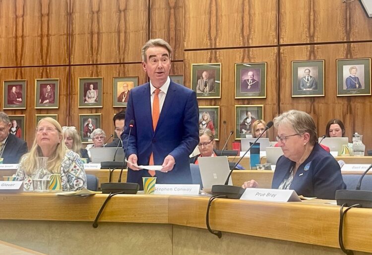 Cllr Stephen Conway addressing the annual meeting. Pic: Andrew Batt.