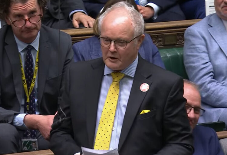 Wokingham MP Clive Jones at last Wednesday's PMQs. Pic: BBC Parliament.