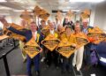 Liberal Democrats celebrating after the declaration earlier this morning. Pic: Andrew Batt.
