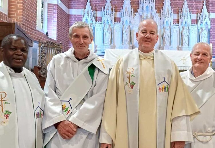 Clergy for the new Parish of the Holy Family in Maidenhead and Twyford Father Ephraim Odhiambo, Deacon Peter Kelly, Father Liam Cummins, Deacon Mike Jackson and Father Kevin Hughes.
