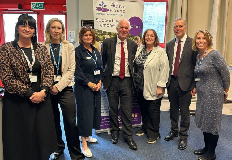 Helen Morris,  Stephanie Gray, , Natausha van Vliet, and Kathryn Warner, with Sir Nicolas Dakin and, Matt Rodda MP.Picture: PACT
