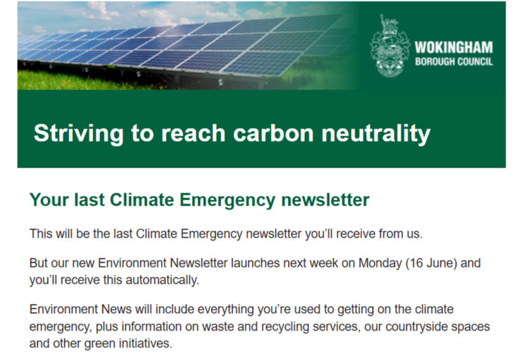 The final climate emergency newsletter was sent last week.