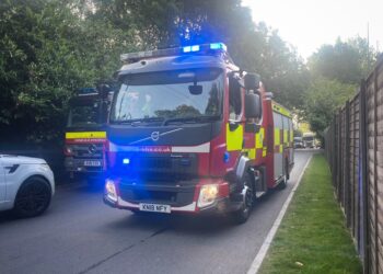 Emergency services at the scene in Highlands Avenue this morning. Pic: Andrew Batt.
