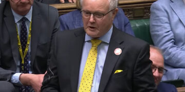 Wokingham MP Clive Jones at last Wednesday's PMQs. Pic: BBC Parliament.