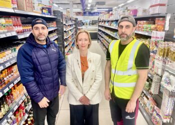 Cllr Lou Timlin, town major of Wokingham, at the new SAFA superstore in Peach Street. Pic: Andrew Batt.