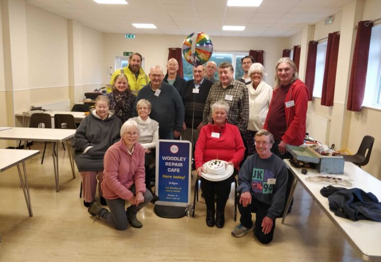 Fixers at Woodley Repair Cafe celebrated a year of landfill rescues. Picture: Woodley Repair Cafe