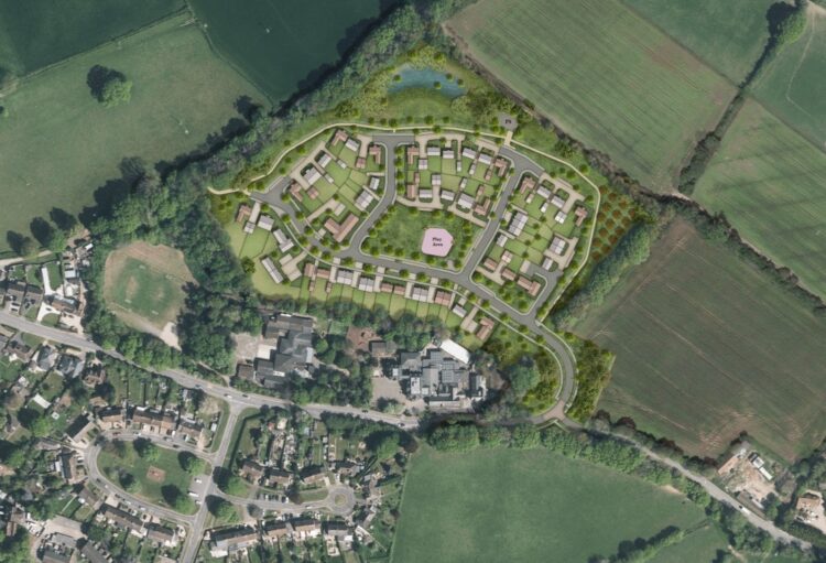An illustrative masterplan for a plan for 70 homes on a field north of School Road, Arborfield Cross. Credit: Marrons