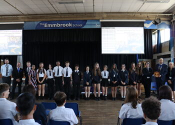 Emmbrook pupils celebrate the award. Pic: Emmbrook School.