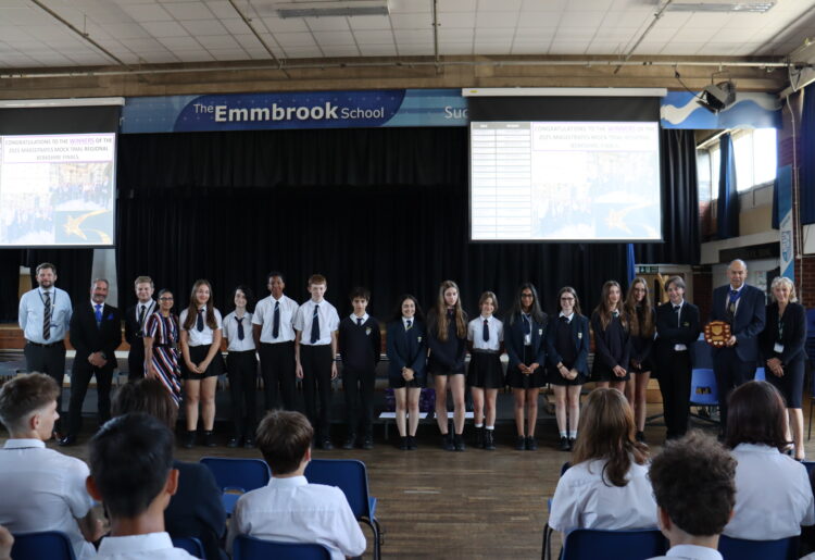 Emmbrook pupils celebrate the award. Pic: Emmbrook School.