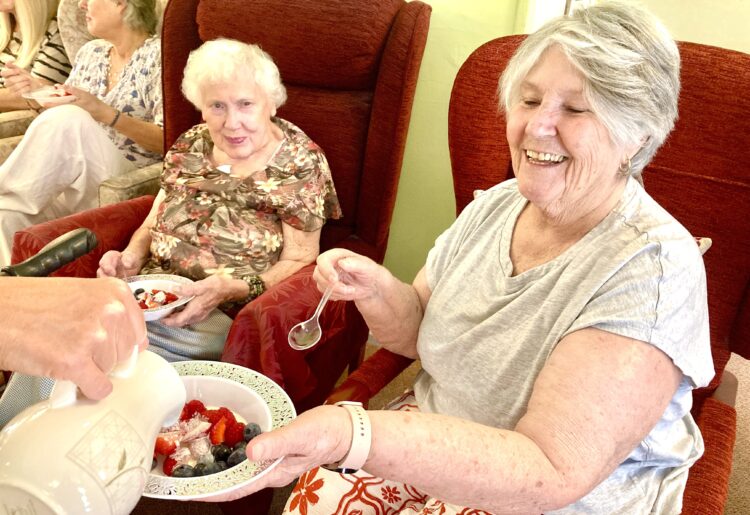 Residents, staff and Wokingham United Charities trustees gathered to enjoy strawberry lunch at Westende Almshouses in Wokingham. Pictures: Emma Merchant