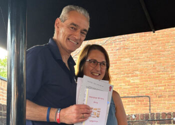 Winner of this year's Wokingham Writers Competition David Palin with judge and author Louise Morrish. Picture: Wokingham Writers Group