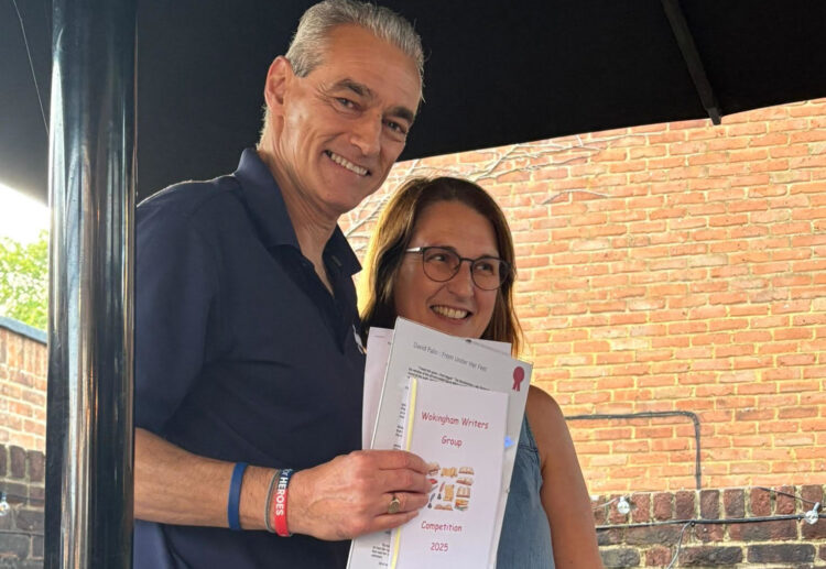 Winner of this year's Wokingham Writers Competition David Palin with judge and author Louise Morrish. Picture: Wokingham Writers Group