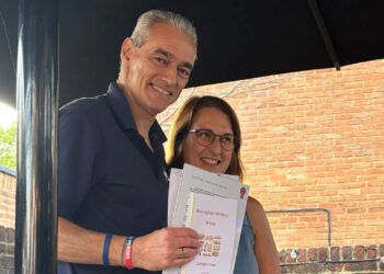Winner of this year's Wokingham Writers Competition David Palin with judge and author Louise Morrish. Picture: Wokingham Writers Group