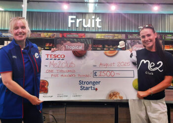 Louise Jedras, community champion at the Finchampstead Road store, with Lucy Milsom for the Me2Club.
