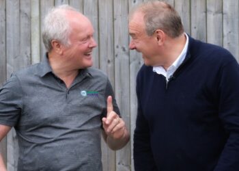 Clive Jones and Sir Ed Davey at Wokingham Family Golf. Pic: Andrew Batt.