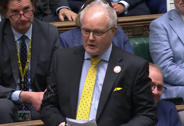 Wokingham MP Clive Jones at last Wednesday's PMQs. Pic: BBC Parliament.