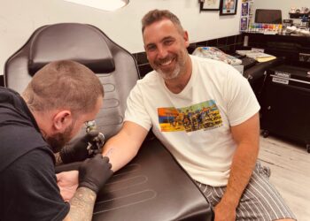 Matt Parting, headteacher of St Mary & All Saints, Reading, has a new tattoo, thanks to his school's success. Picture: St Mary & All Saints. The tattoo was done by Steven Watts at Oddbody Tattoos