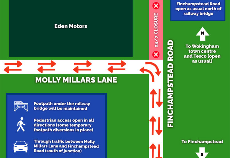 A diagram showing the next phase of the project and where the road closure is. pic: WBC.
