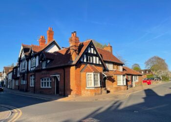 The former Greyhound pub in Wargrave, which is undergoing conversion into a village shop and wine bar, with detached offices. It is located at the junction of the High Street and School Lane. . Credit: James Aldridge, Local Democracy Reporting Service