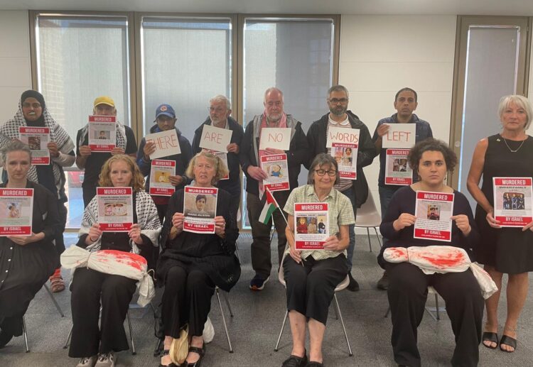 Palestine Solidarity Campaign activists at Reading Borough Council on July 21. Credit: East Berkshire Palestine Solidarity Campaign