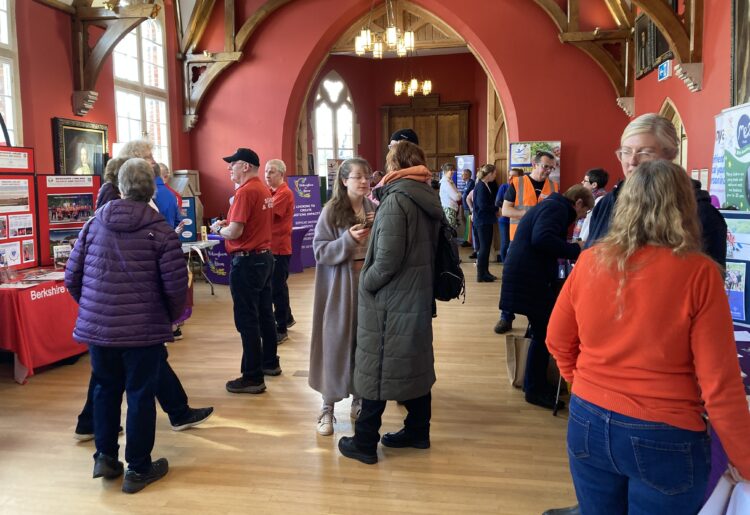 With just 10 minutes until the end of the event, there were still plenty of people in Wokingham Town Hall at the Volunteer Fair. Picture: Emma Merchant