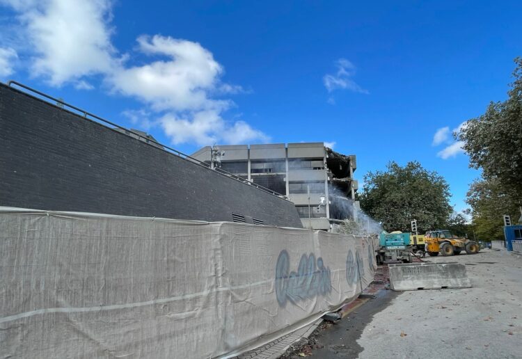 A view inside The Shire Hall office complex demolition site in Shinfield Park, Reading. Credit: James Aldridge, Local Democracy Reporting Service