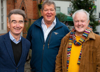 Marc Brunel-Walker, centre, with Stephen Conway, the leader of Wokingham Borough Council, left, and Clive Jones, the Liberal Democrat MP for Wokingham. Credit: Wokingham Liberal Democrats.