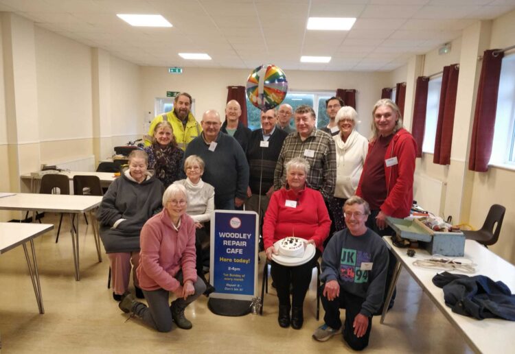 Fixers at Woodley Repair Cafe celebrated a year of landfill rescues. Picture: Woodley Repair Cafe